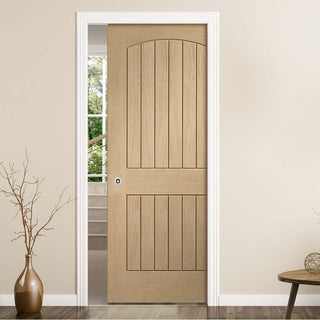Image: Sussex Oak Single Evokit Pocket Door - Lining Effect Both Sides