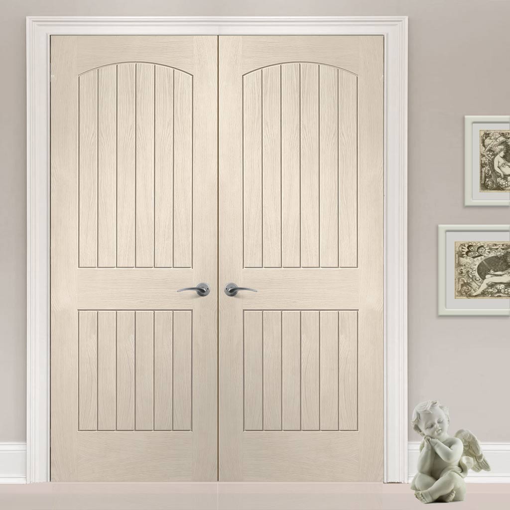 Prefinished Sussex Oak Door-Pair - Lining Effect Both Sides - Choose Your Colour