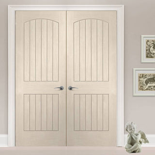 Image: Prefinished Sussex Oak Door-Pair - Lining Effect Both Sides - Choose Your Colour