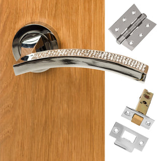 Image: Senza Pari Crystal Lever on Round Rose CR - Polished Chrome Handle Pack