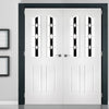 Swept Top Grained PVC Door Pair - Ebony Jet Style Glass