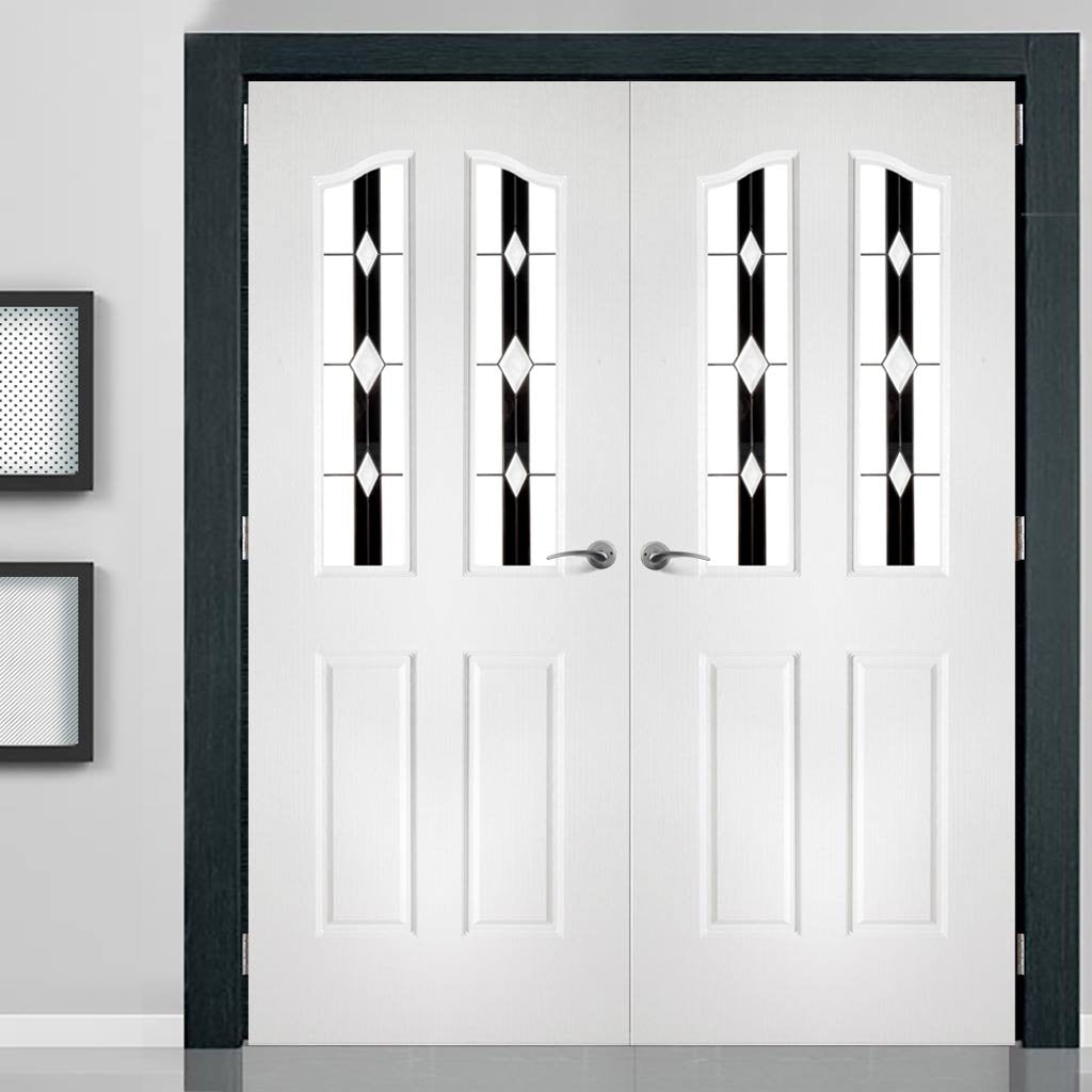 Swept Top Grained PVC Door Pair - Ebony Jet Style Glass