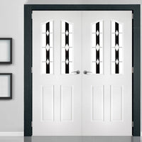 Swept Top Grained PVC Door Pair - Ebony Jet Style Glass