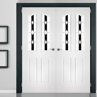 Image: Swept Top Grained PVC Door Pair - Ebony Jet Style Glass