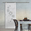 Single Glass Sliding Door - Solaris Tubular Stainless Steel Sliding Track & Geometric Swirl 8mm Obscure Glass - Obscure Printed Design