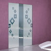 Geometric Swirl 8mm Obscure Glass - Clear Printed Design - Double Absolute Pocket Door