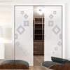Geometric Swirl 8mm Obscure Glass - Obscure Printed Design - Double Evokit Glass Pocket Door
