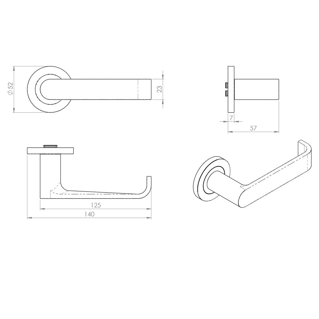 Steelworx SWL1133 Zurigo Lever Latch Handles on Round Rose