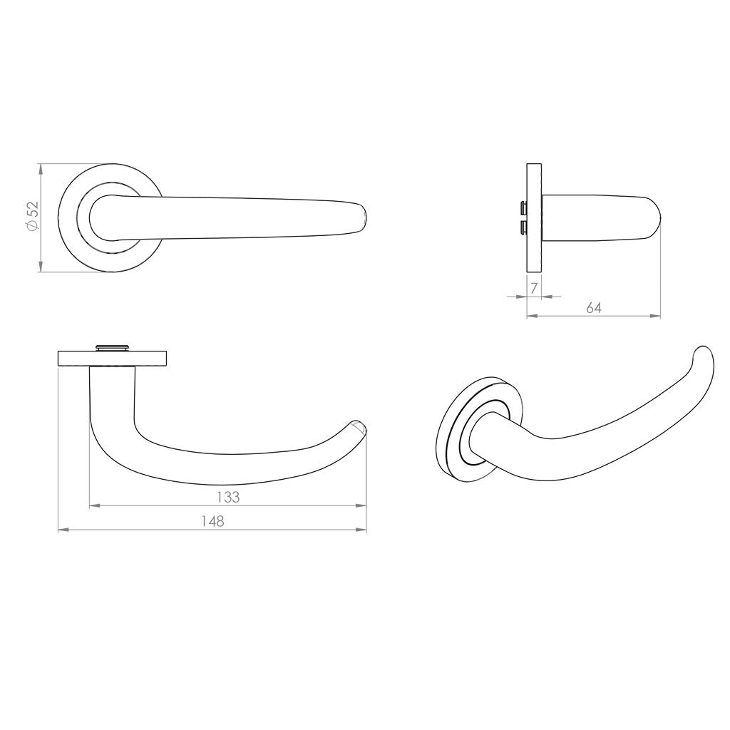 Steelworx SWL1135 Luenza Lever Latch Handles on Round Rose