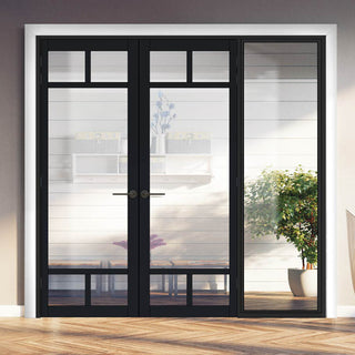 Image: Room Divider - Handmade Eco-Urban® Sydney Door Pair DD6417C - Clear Glass - Premium Primed - Colour & Size Options