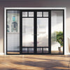 Bespoke Room Divider - Eco-Urban® Sydney Door Pair DD6417C - Clear Glass with Full Glass Sides - Premium Primed - Colour & Size Options