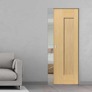 Image: Axis Shaker Oak Panelled Absolute Evokit Pocket Door - Prefinished