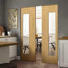 Axis Shaker Oak Absolute Evokit Double Pocket Doors - Clear Glass - Prefinished