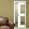 Eccentro White Single Evokit Pocket Door - Clear Glass - Prefinished