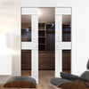 Eccentro White Absolute Evokit Double Pocket Doors - Clear Glass - Prefinished