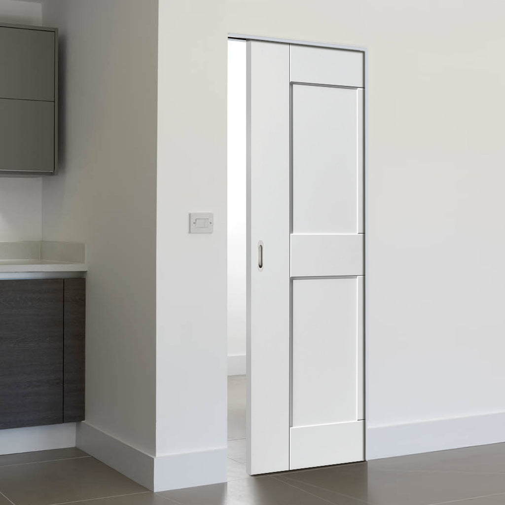 Eccentro White Panelled Absolute Evokit Pocket Door - Prefinished