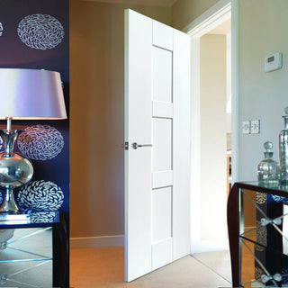 Image: JBK White Shaker Geo Primed Panel Door - 30 Minute Fire Rated