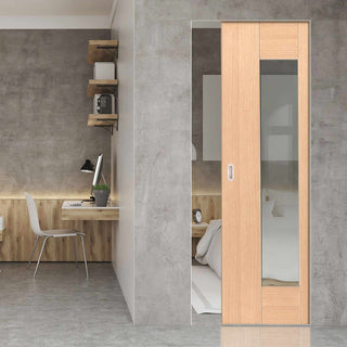 Image: Axis Shaker Oak Absolute Evokit Pocket Door - Clear Glass - Prefinished