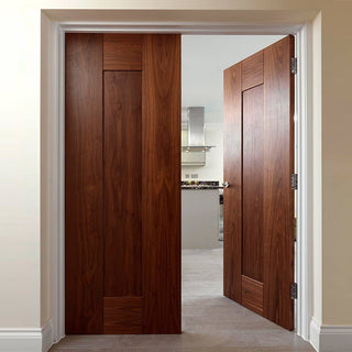 Image: J B Kind Axis Walnut Shaker Panel Door Pair - Prefinished