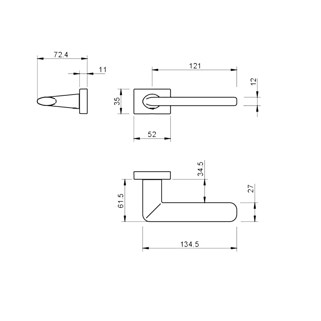Tupai Rapido RetaLine Tavira Designer Lever on Long Rose - Satin Chrome