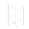 External 325mm T Bar Pull Front Door Handle Pack - Satin Stainless Steel