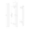 External 400mm T Bar Pull Front Door Handle Pack - Satin Stainless Steel