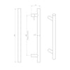 External 400mm T Bar Pull Front Door Handle Pack - Satin Stainless Steel