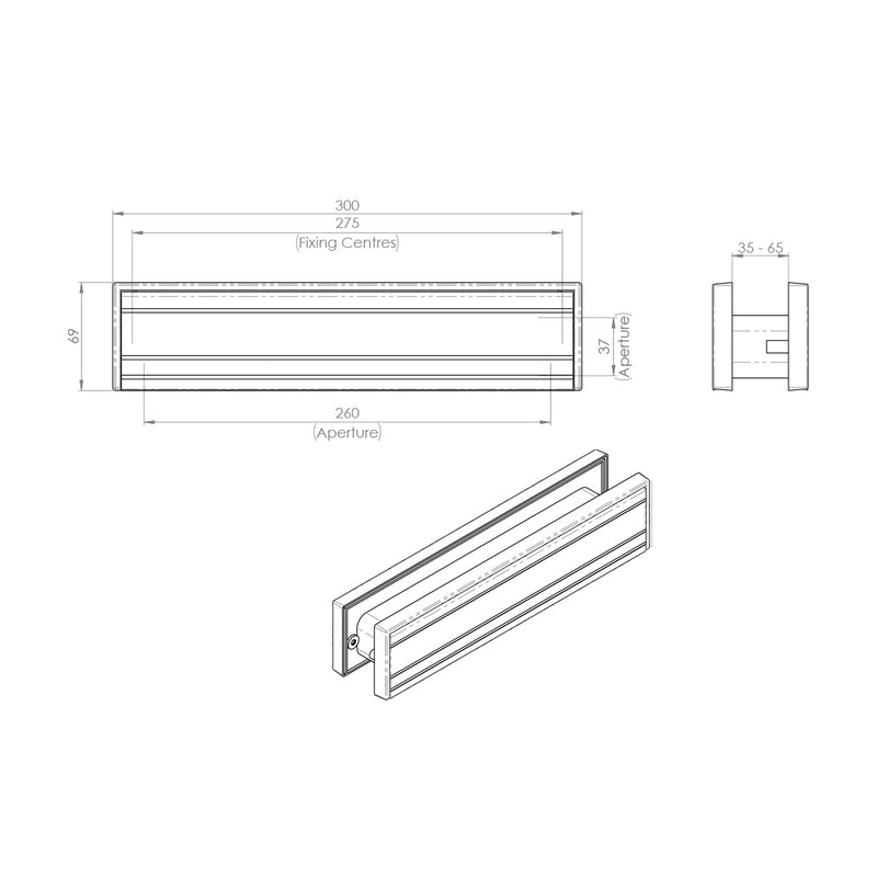 Sleeve Letterbox, 300x69mm - 2 Finishes – Direct Doors