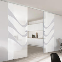 Double Glass Sliding Door - Temple 8mm Obscure Glass - Obscure Printed Design - Planeo 60 Pro Kit
