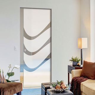 Image: Temple 8mm Obscure Glass - Clear Printed Design - Single Absolute Pocket Door