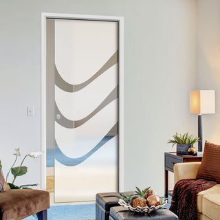 Image: Temple 8mm Obscure Glass - Clear Printed Design - Single Evokit Glass Pocket Door