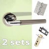 Two Pack Tennessee Status Lever on Round Rose - Black Nickel -  Polished Chrome Handle