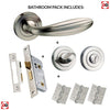 Terassa Mediterranean Bathroom Lever on Rose - Satin Nickel Handle Pack