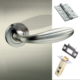 Image: Terassa Mediterranean Fire Lever on Rose - Satin Nickel Handle Pack