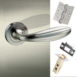 Image: Terassa Mediterranean Lever on Rose - Satin Nickel Handle Pack