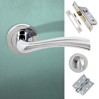 Image: Texas Status Bathroom Lever on Round Rose - Polished Chrome Handle Pack