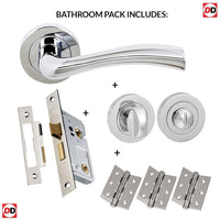 Texas Status Bathroom Lever on Round Rose - Polished Chrome Handle Pack