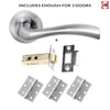 Three Pack Texas Status Lever on Round Rose - Satin Chrome Handle