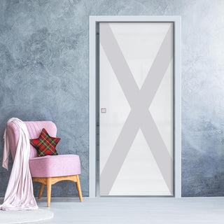 Image: The Saltire Flag 8mm Obscure Glass - Obscure Printed Design - Single Evokit Glass Pocket Door