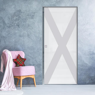 Image: The Saltire Flag 8mm Obscure Glass - Obscure Printed Design - Single Absolute Pocket Door