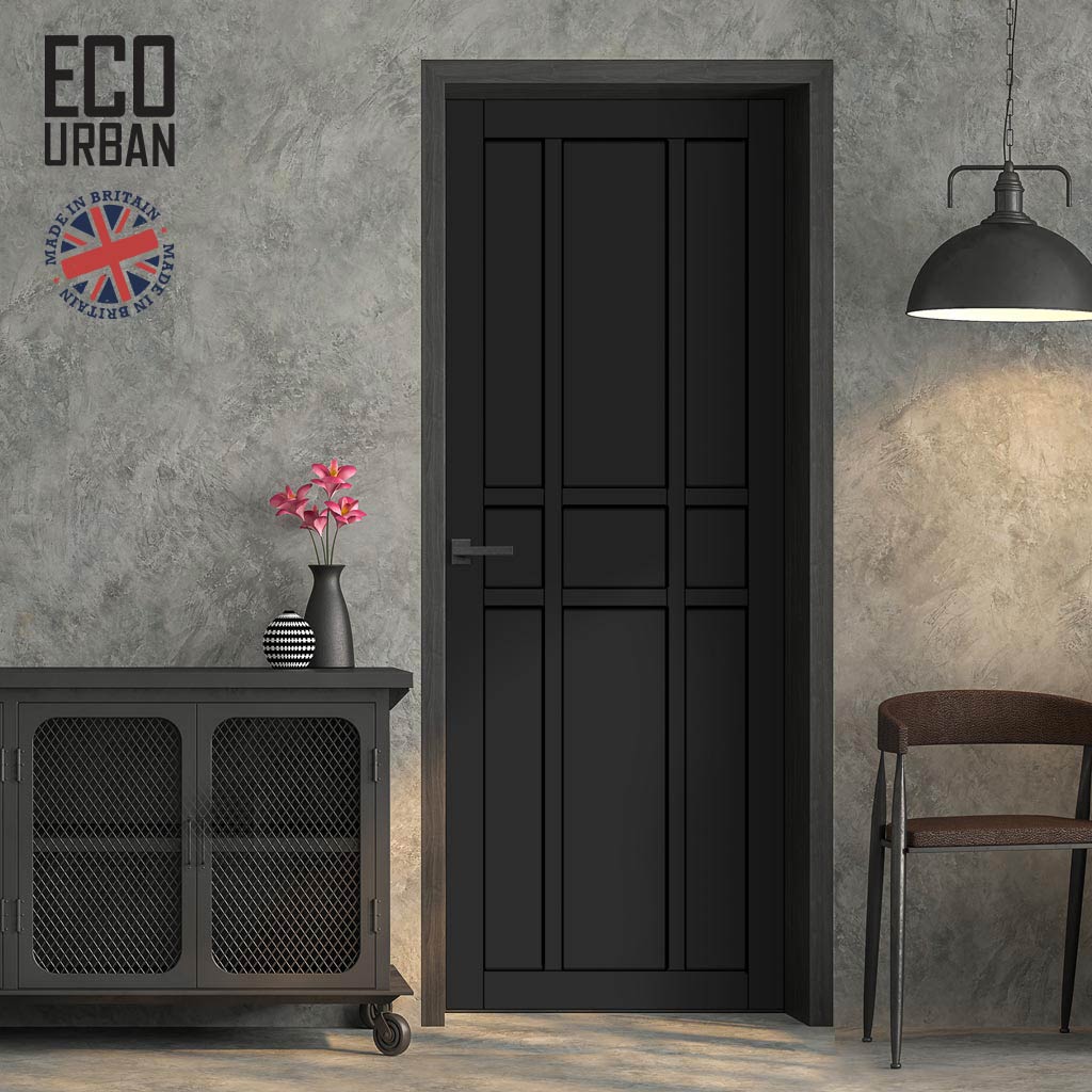 Tromso 9 Panel Solid Wood Internal Door UK Made DD6402 - Eco-Urban® Shadow Black Premium Primed