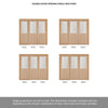 ThruEasi Room Divider - Belize Oak Double Doors Silkscreen Etched Clear Glass Unfinished Double Doors with Single Side