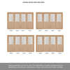 Room Divider - Belize Oak Double Doors Silkscreen Etched Clear Glass Unfinished Double Doors with Double Sides