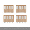 Room Divider - Belize Oak Double Doors Silkscreen Etched Clear Glass Unfinished Double Doors with Double Sides