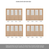 ThruEasi Room Divider - Belize Oak Double Doors Silkscreen Etched Clear Glass Unfinished Double Doors with Double Sides