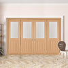 Room Divider - Belize Oak Double Doors Silkscreen Etched Clear Glass Unfinished Double Doors with Double Sides