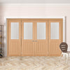 ThruEasi Room Divider - Belize Oak Double Doors Silkscreen Etched Clear Glass Unfinished Double Doors with Double Sides