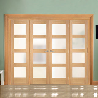 Image: ThruEasi Room Divider - Contemporary Oak Double Doors Frosted Glass Prefinished Double Doors with Double Sides
