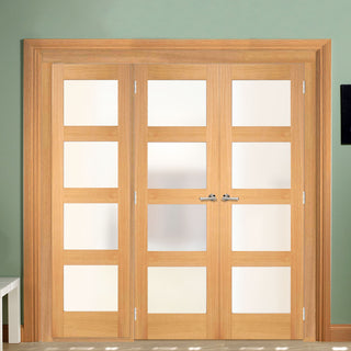 Image: ThruEasi Room Divider - Contemporary Oak Double Doors Frosted Glass Prefinished Double Doors with Single Side
