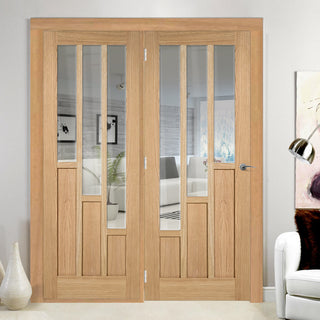 Image: ThruEasi Room Divider - Coventry Contemporary Oak Clear Glass Prefinished Door with Single Side